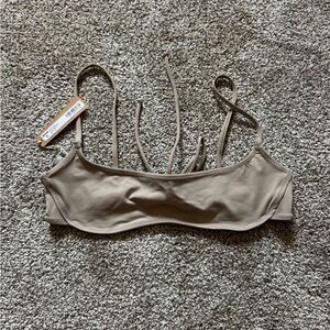 SKIMS Recycled Swim Micro Scoop Bikini Top - Desert